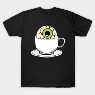 Halloween Teatime: Green Eyeball in Teacup with Saucer T-Shirt